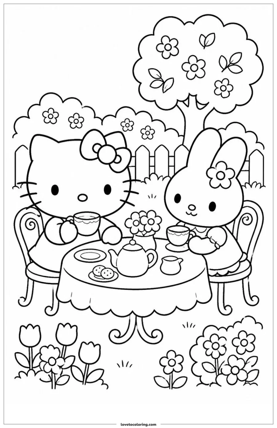 Dibujo para colorear de tea party