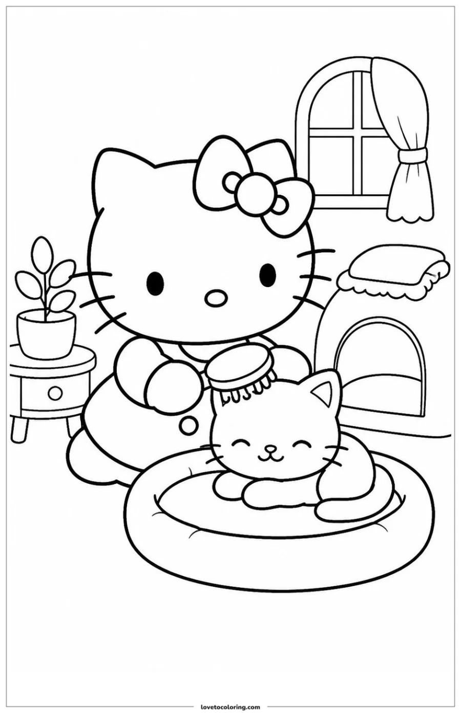 Dibujo para colorear de caring for a kitten