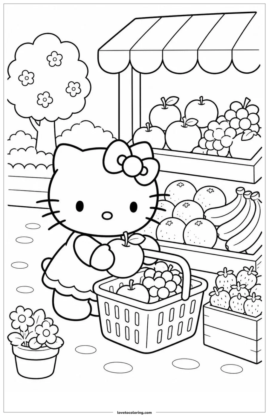 Dibujo para colorear de helping at a market