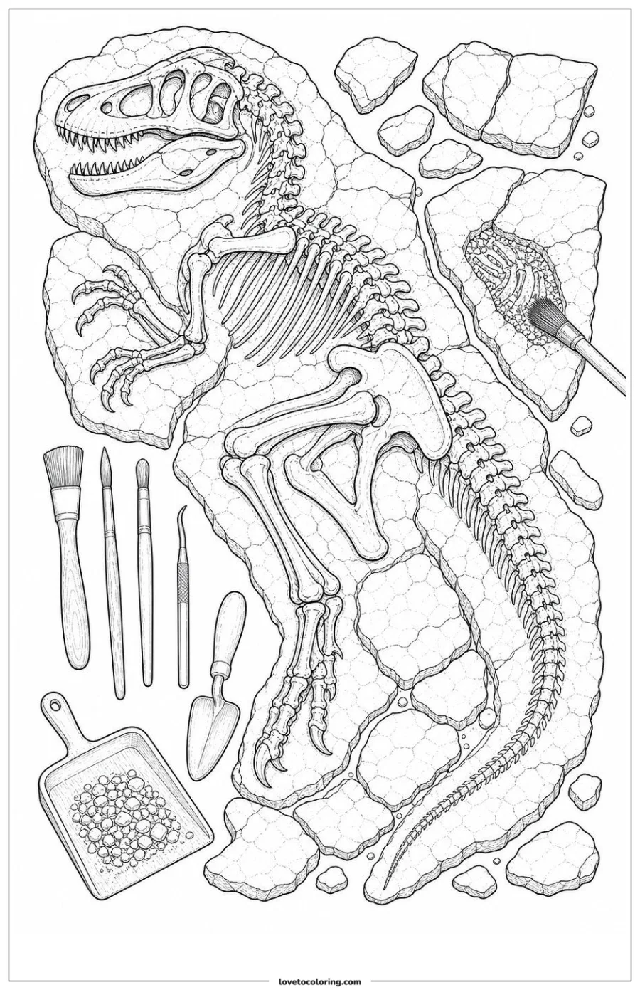 Dibujo para colorear de dinosaur fossil excavation