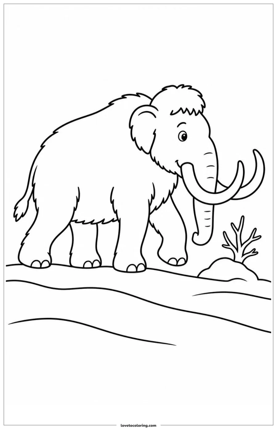Dibujo para colorear de prehistoric mammoth walking across wind-swept snow