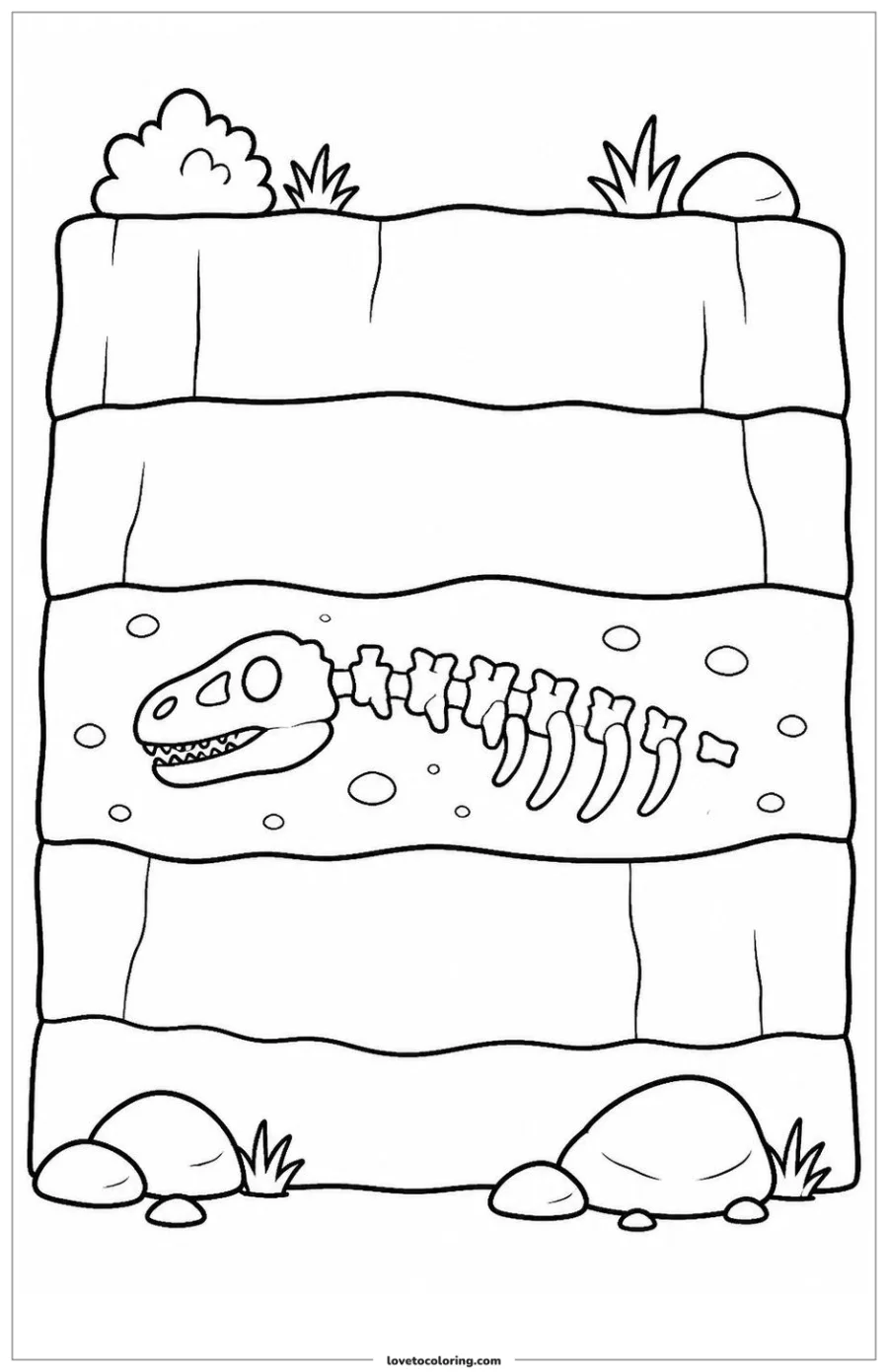 Dibujo para colorear de fossil in a cliff layer