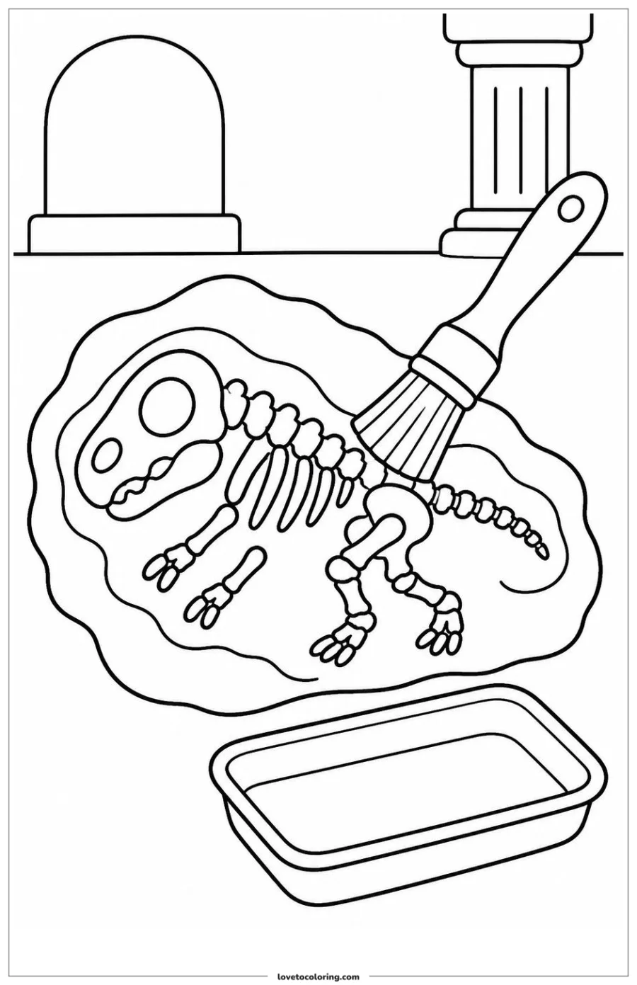 Dibujo para colorear de brush and fossil tray
