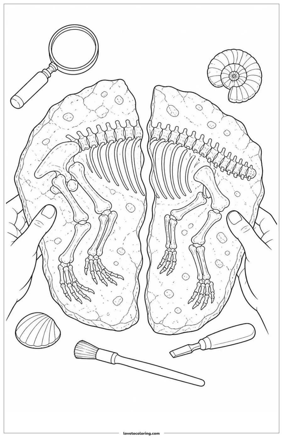 Dibujo para colorear de matching fossil bones
