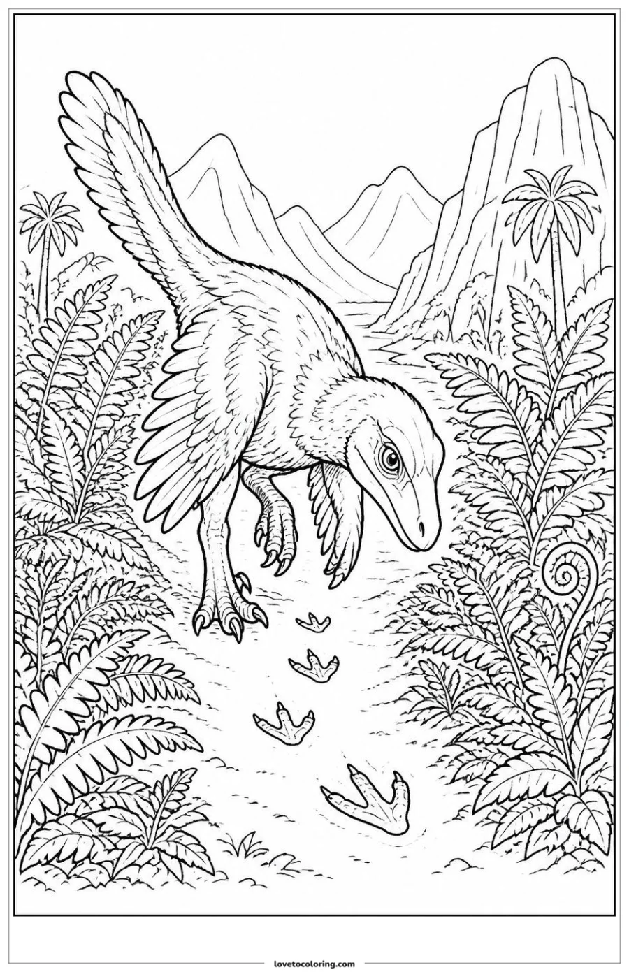 Dibujo para colorear de following fresh tracks through ferns