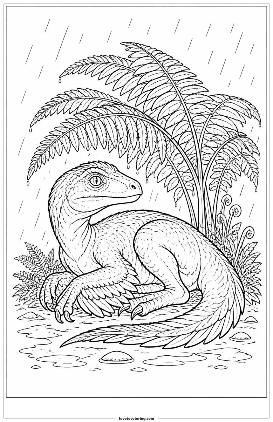 Dibujo para colorear de sheltering beneath ferns in rain