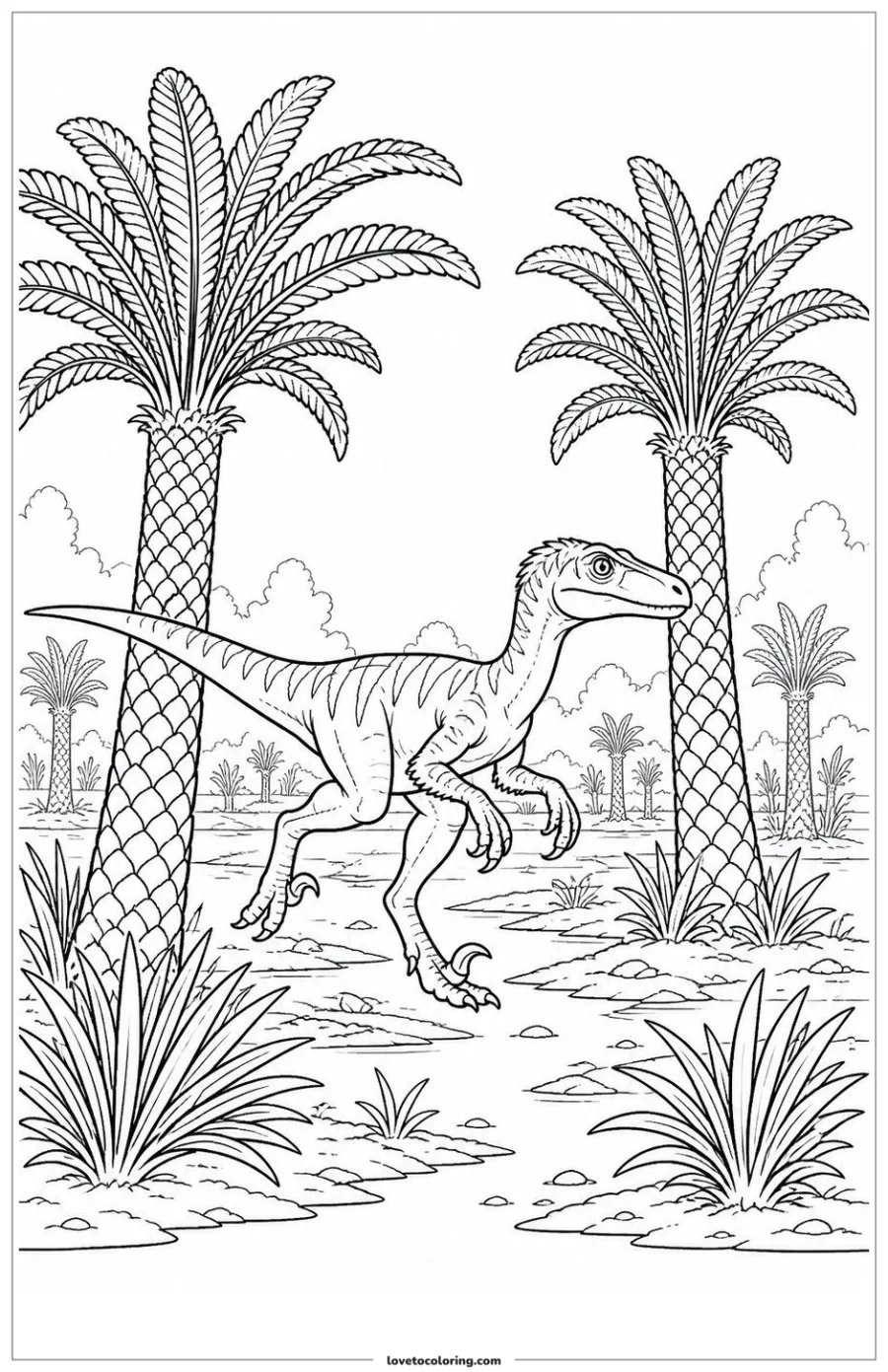 Dibujo para colorear de passing between tall cycads