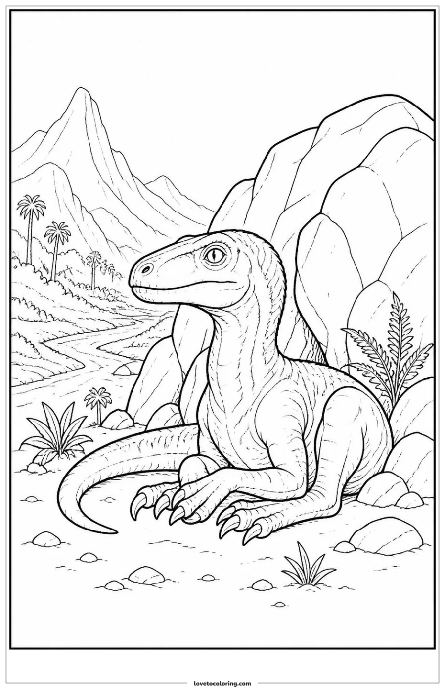 Dibujo para colorear de resting beside rocks in a valley