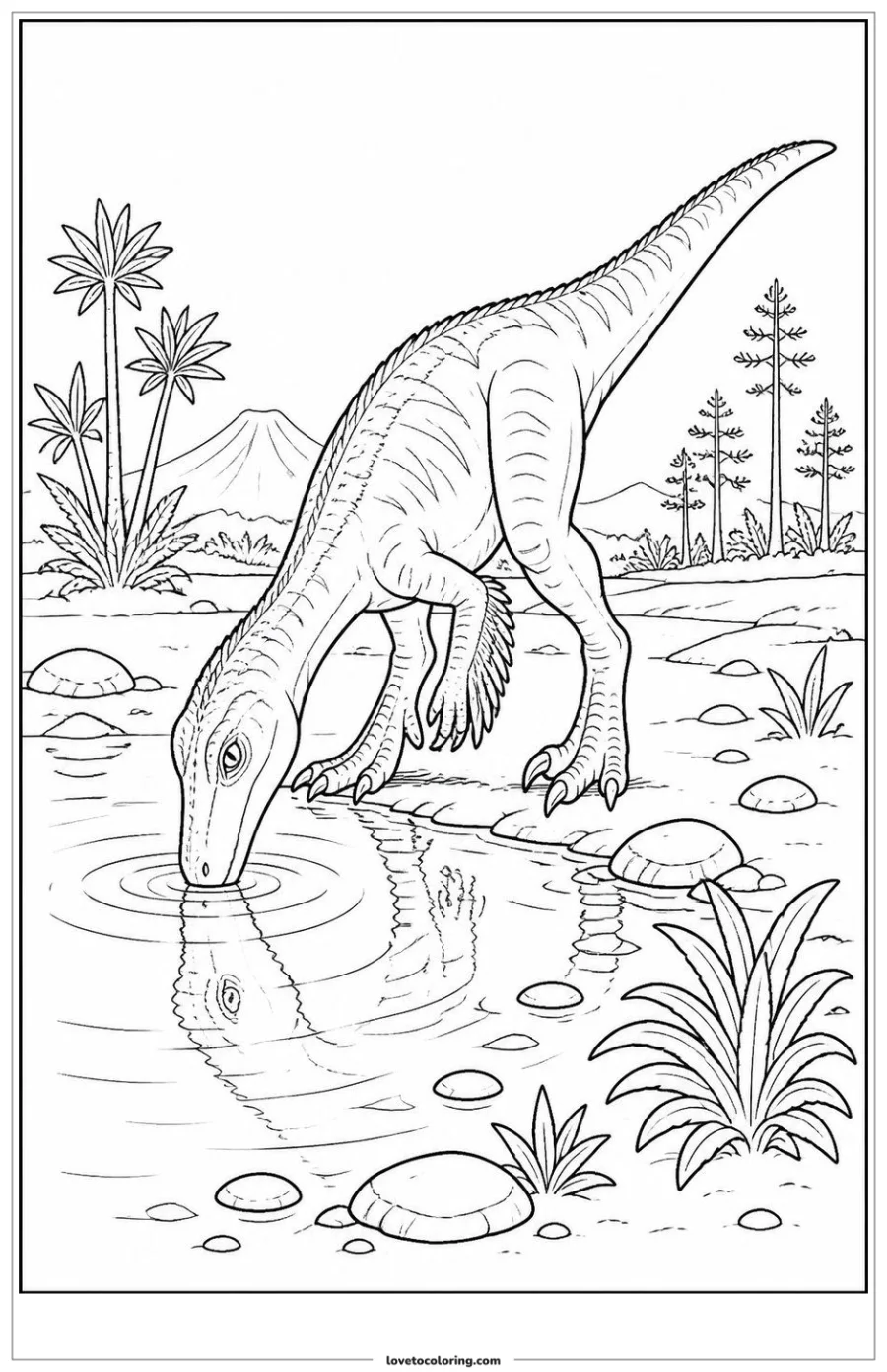 Dibujo para colorear de drinking at a prehistoric water edge