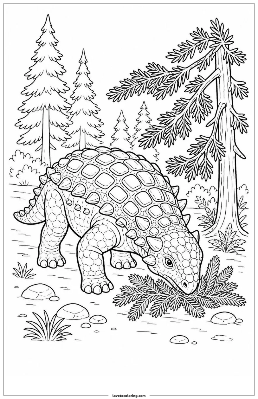 Dibujo para colorear de nodosaurus beneath conifers