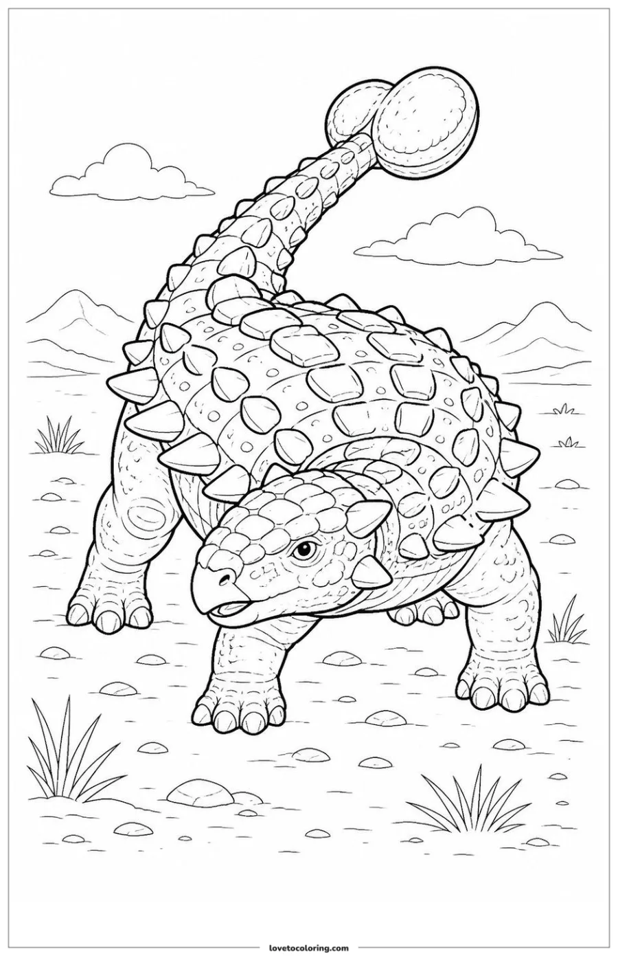 Dibujo para colorear de ankylosaurus defensive stance