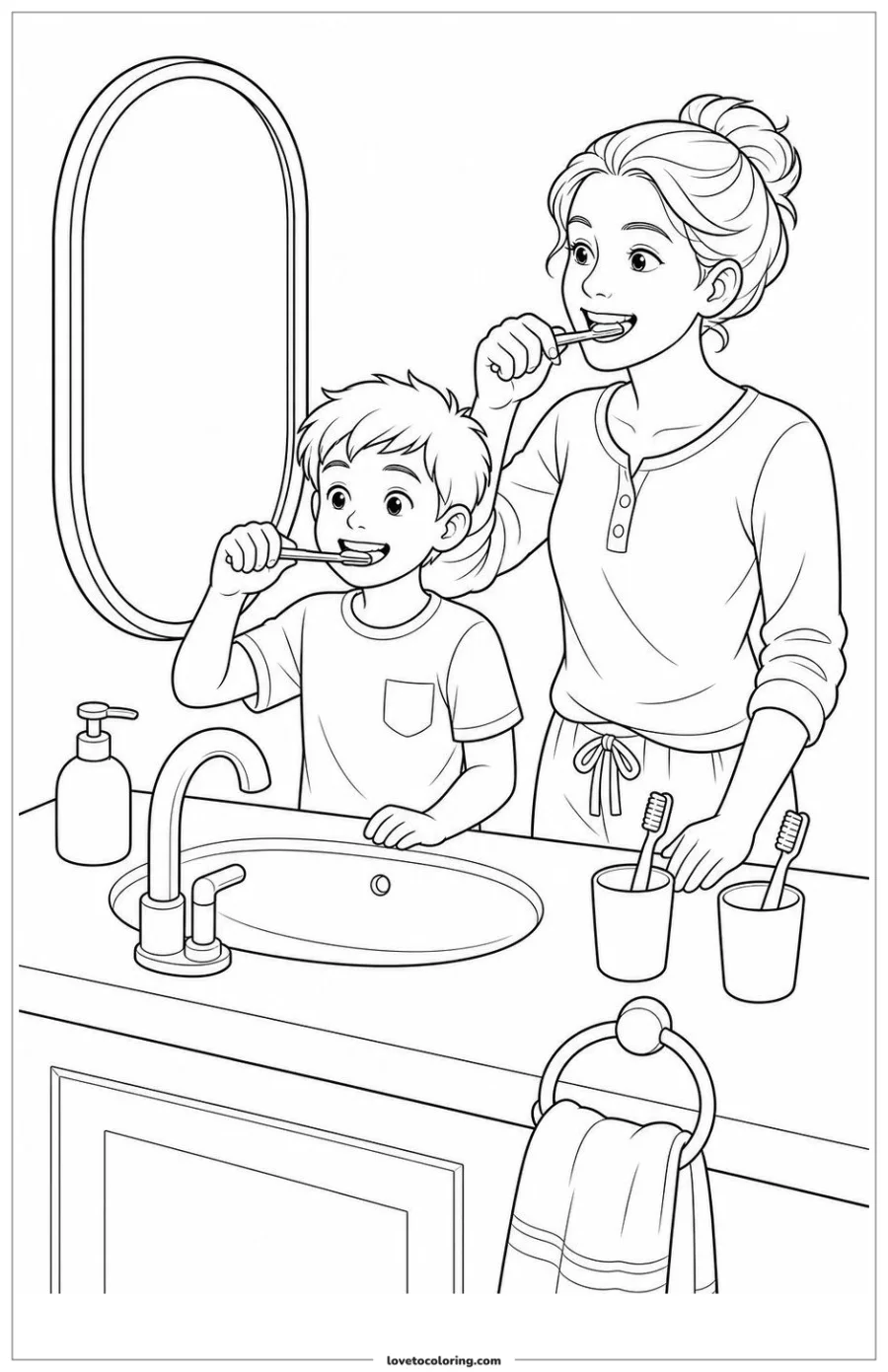 Dibujo para colorear de brushing teeth together