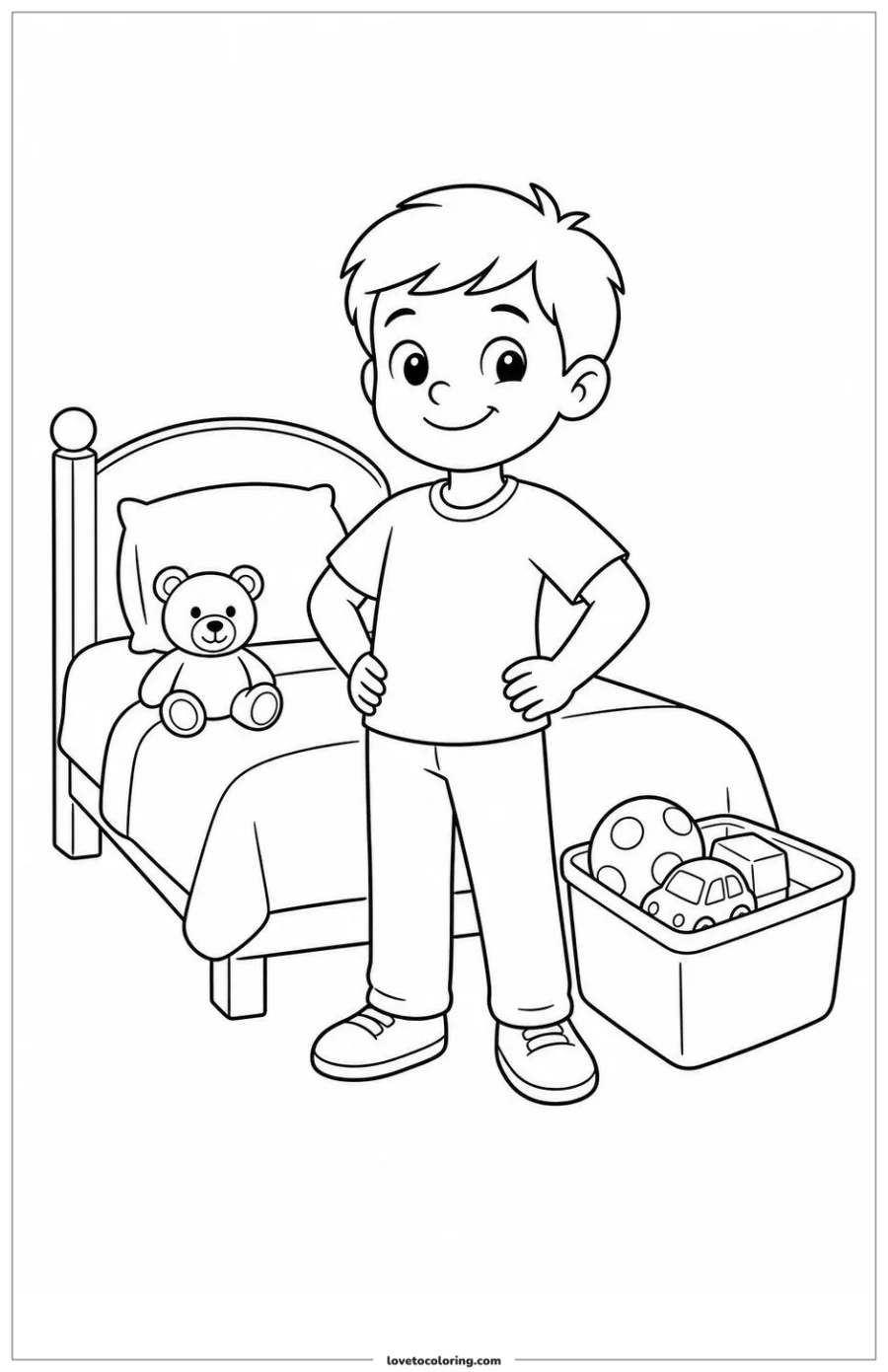 Dibujo para colorear de cleaning bedroom