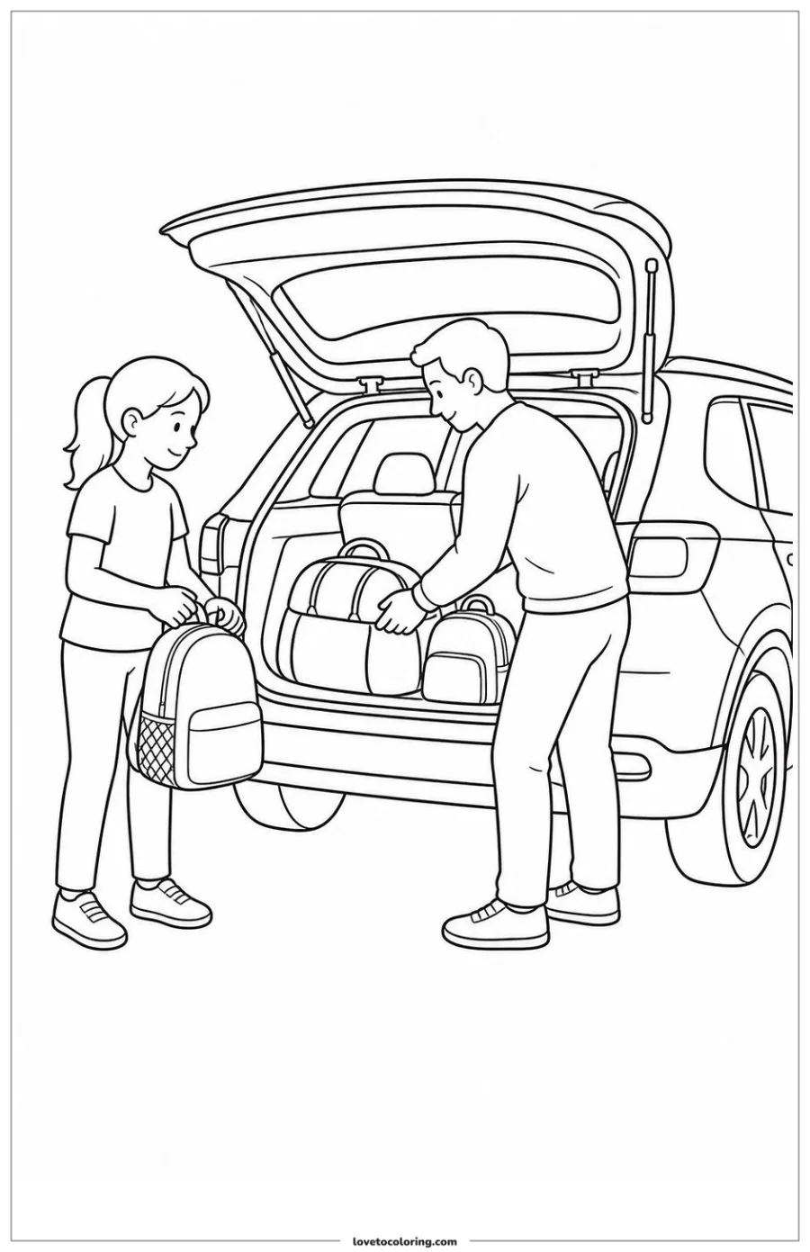 Dibujo para colorear de road trip