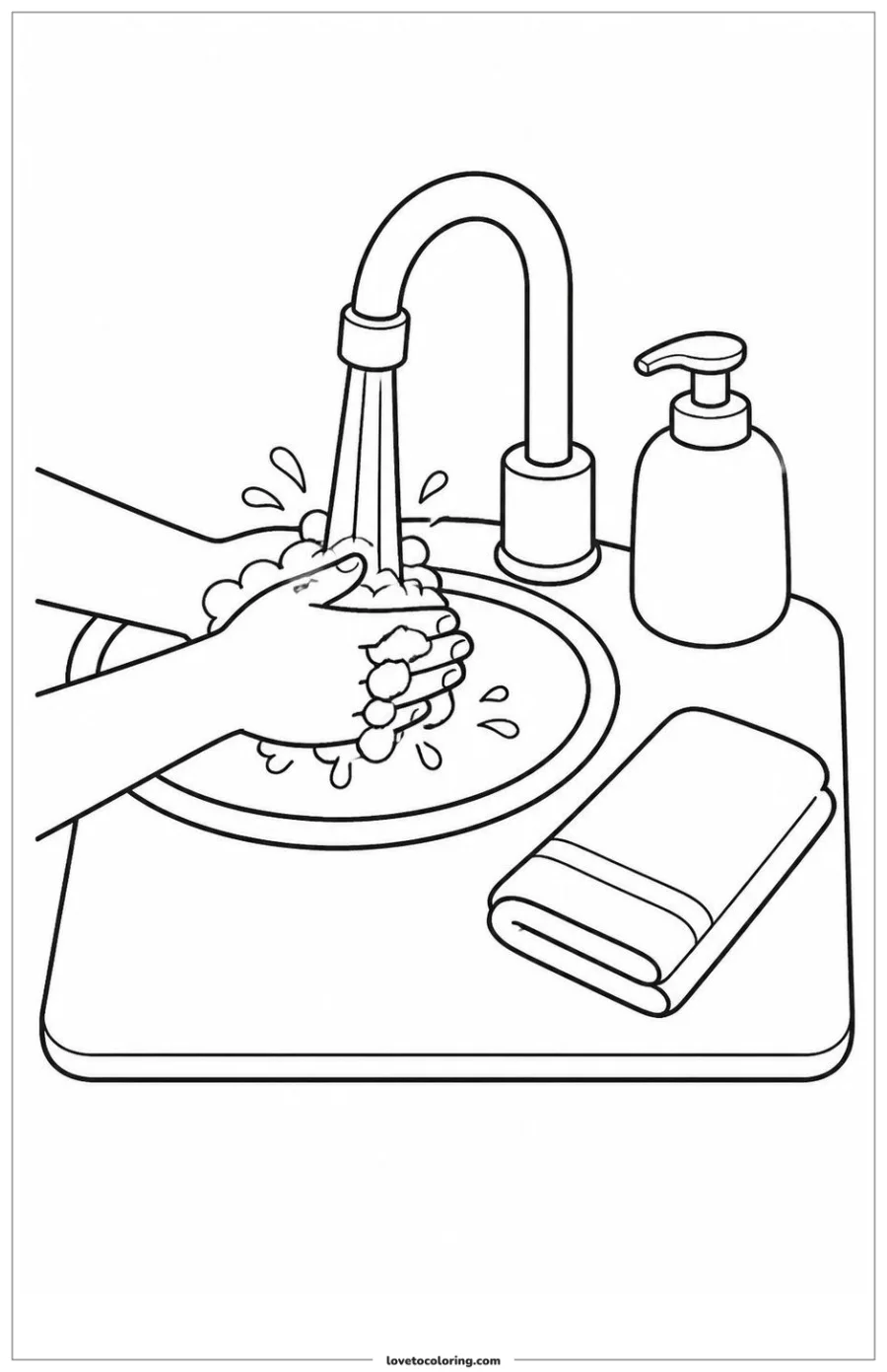 Dibujo para colorear de washing hands before the next activity