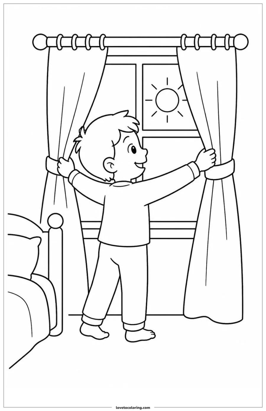 Dibujo para colorear de wake-up curtains