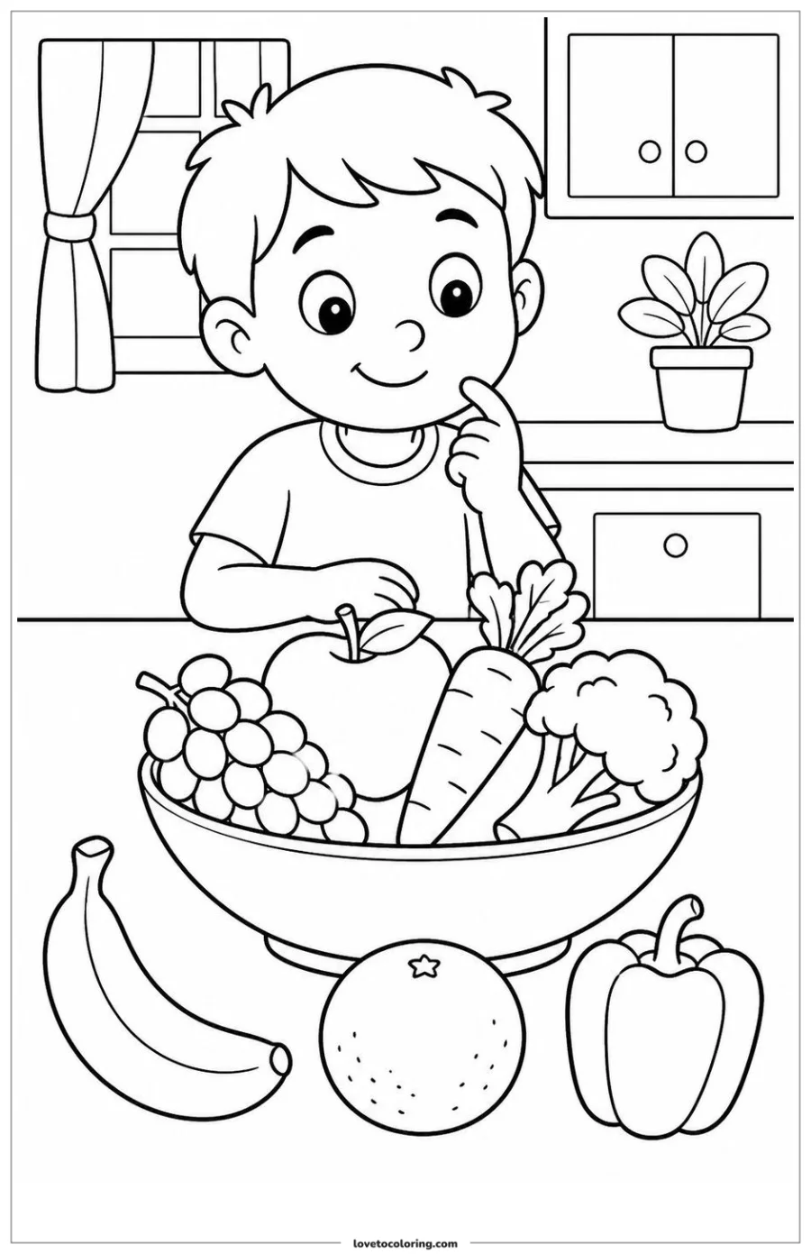 Dibujo para colorear de choose a healthy snack