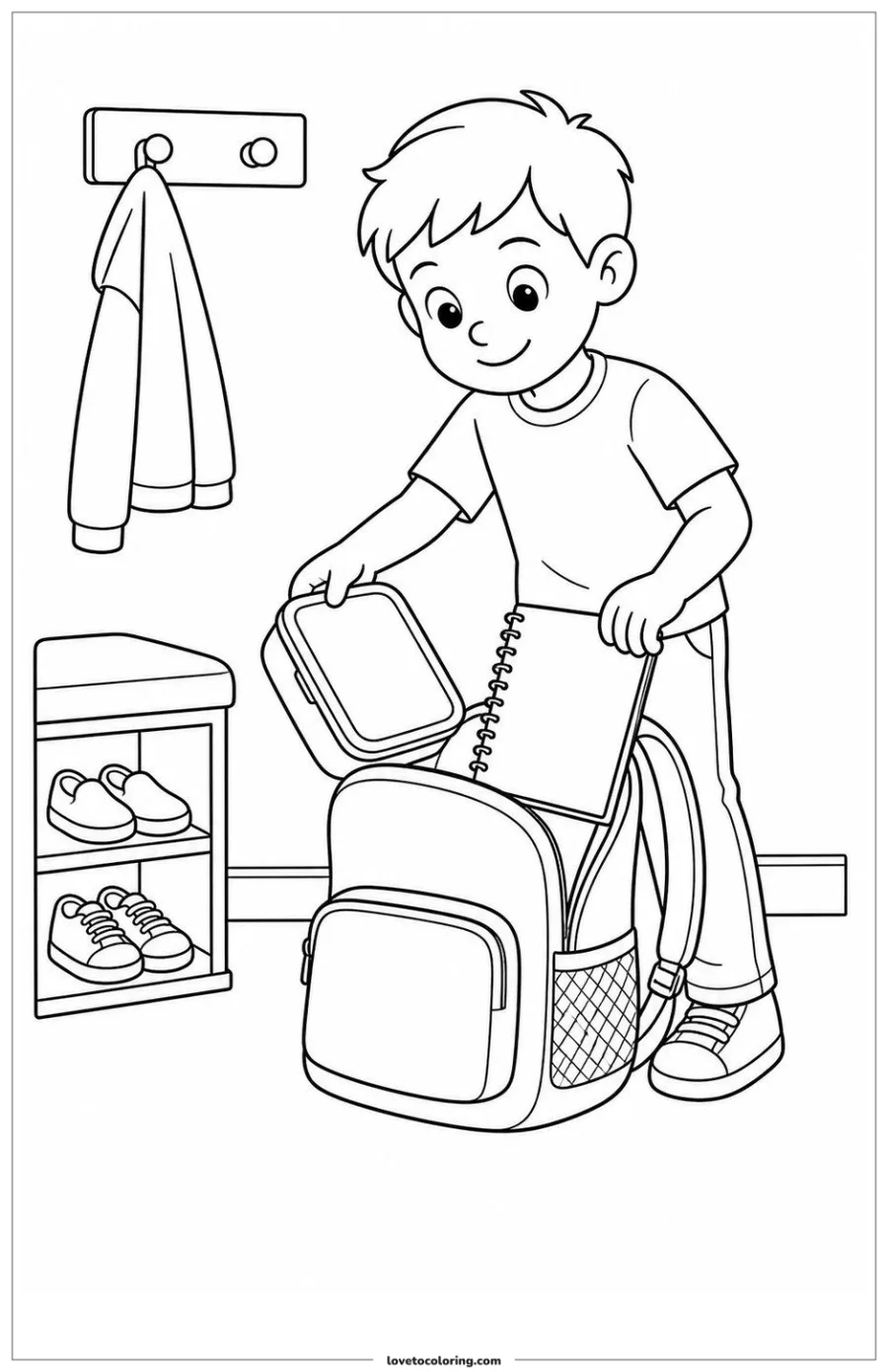 Dibujo para colorear de pack a school bag