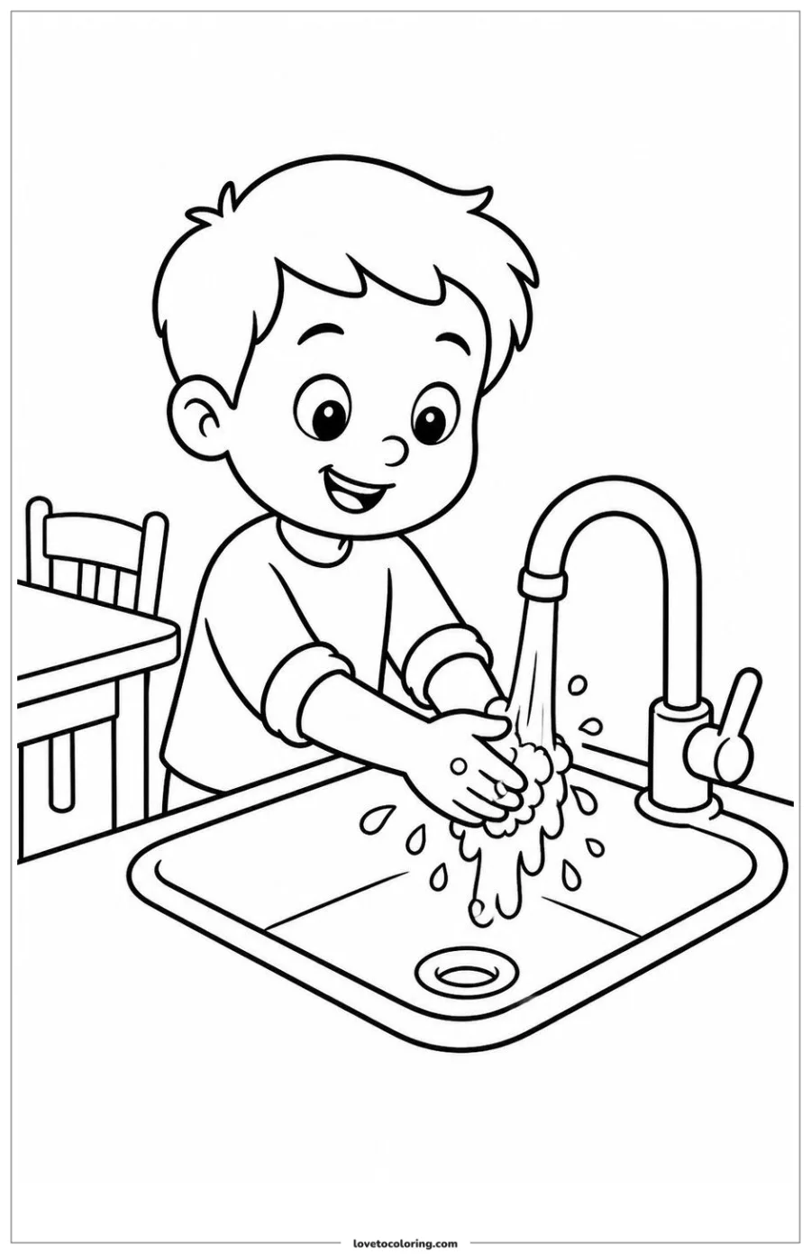 Dibujo para colorear de wash hands before dinner
