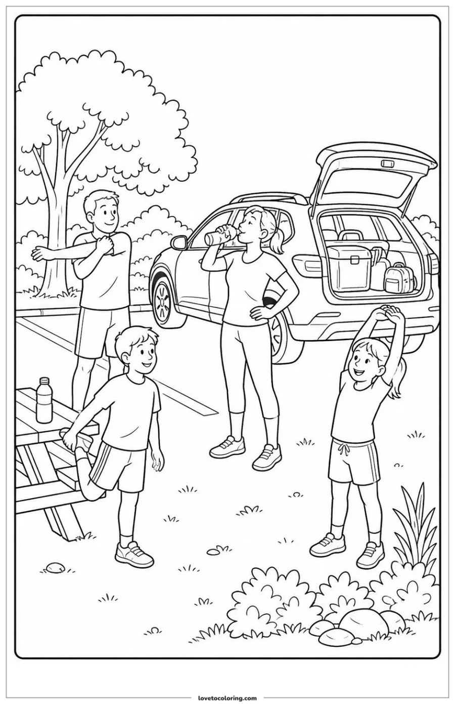 Dibujo para colorear de taking a safe road trip break