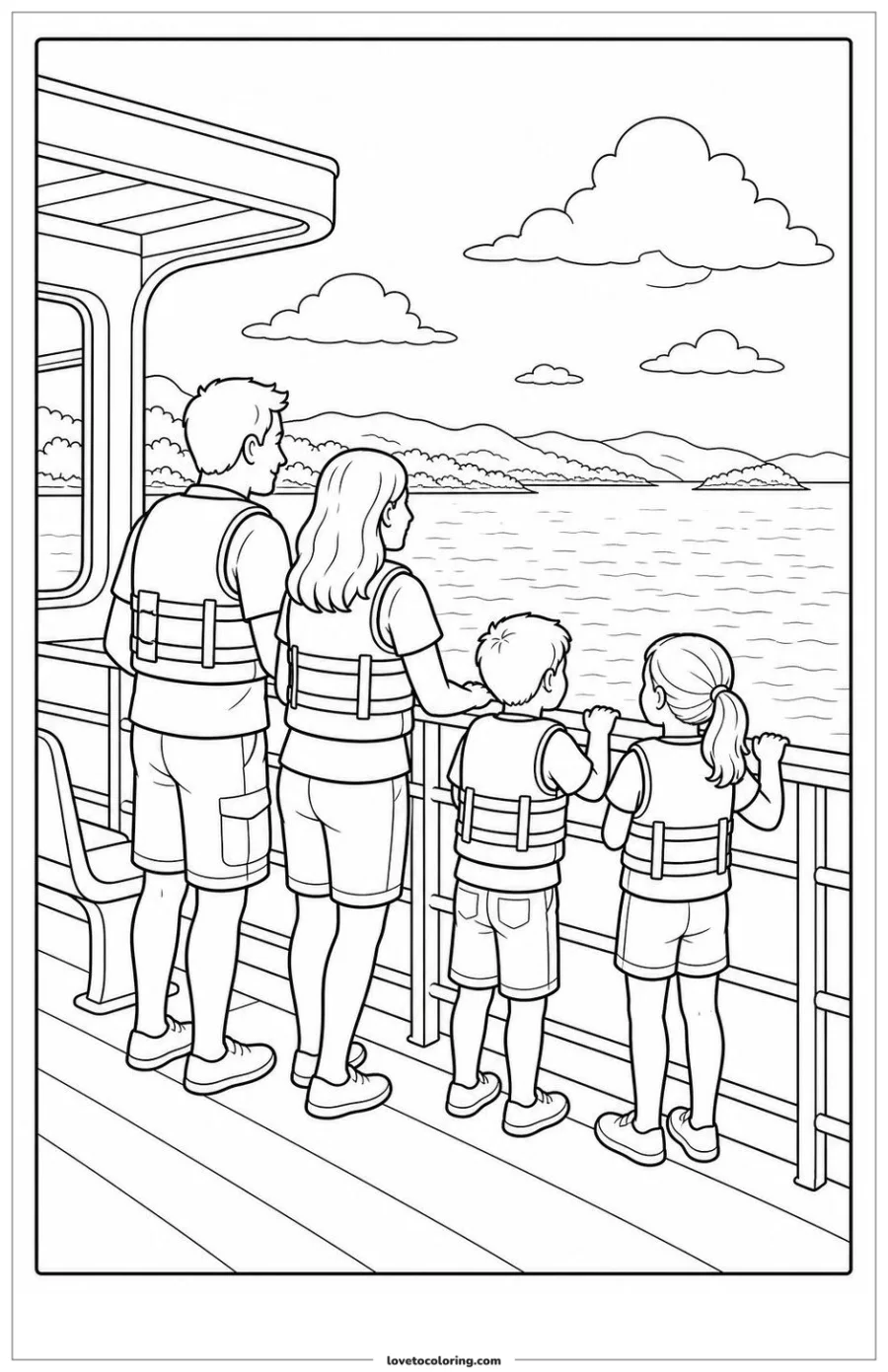 Dibujo para colorear de watching the bay from a ferry