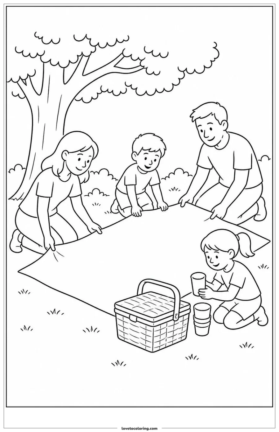 Dibujo para colorear de setting up a picnic together