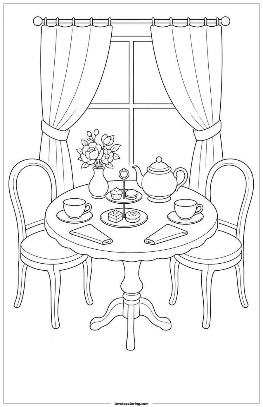 Dibujo para colorear de afternoon tea for two