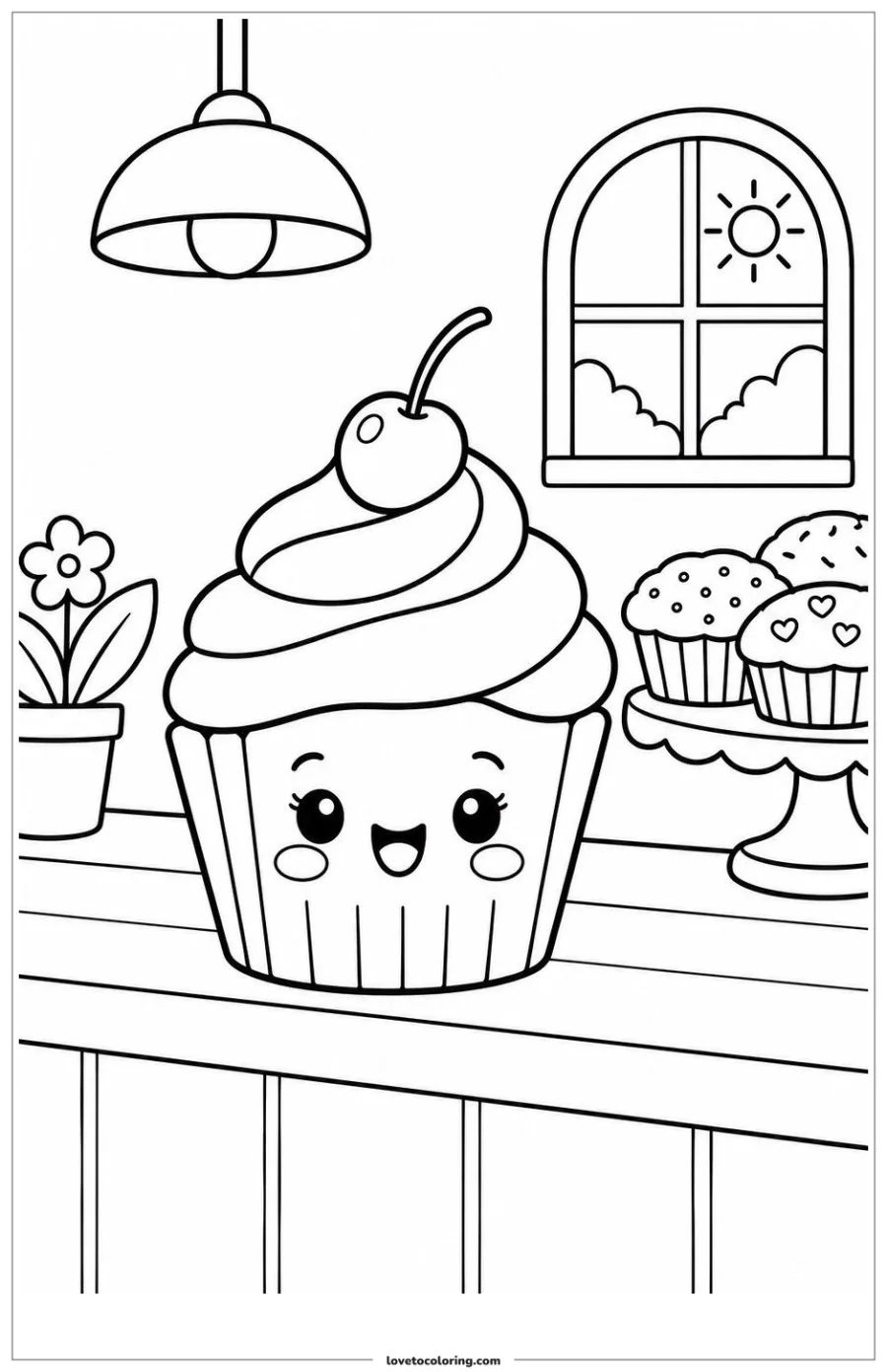 Dibujo para colorear de cupcake bakery