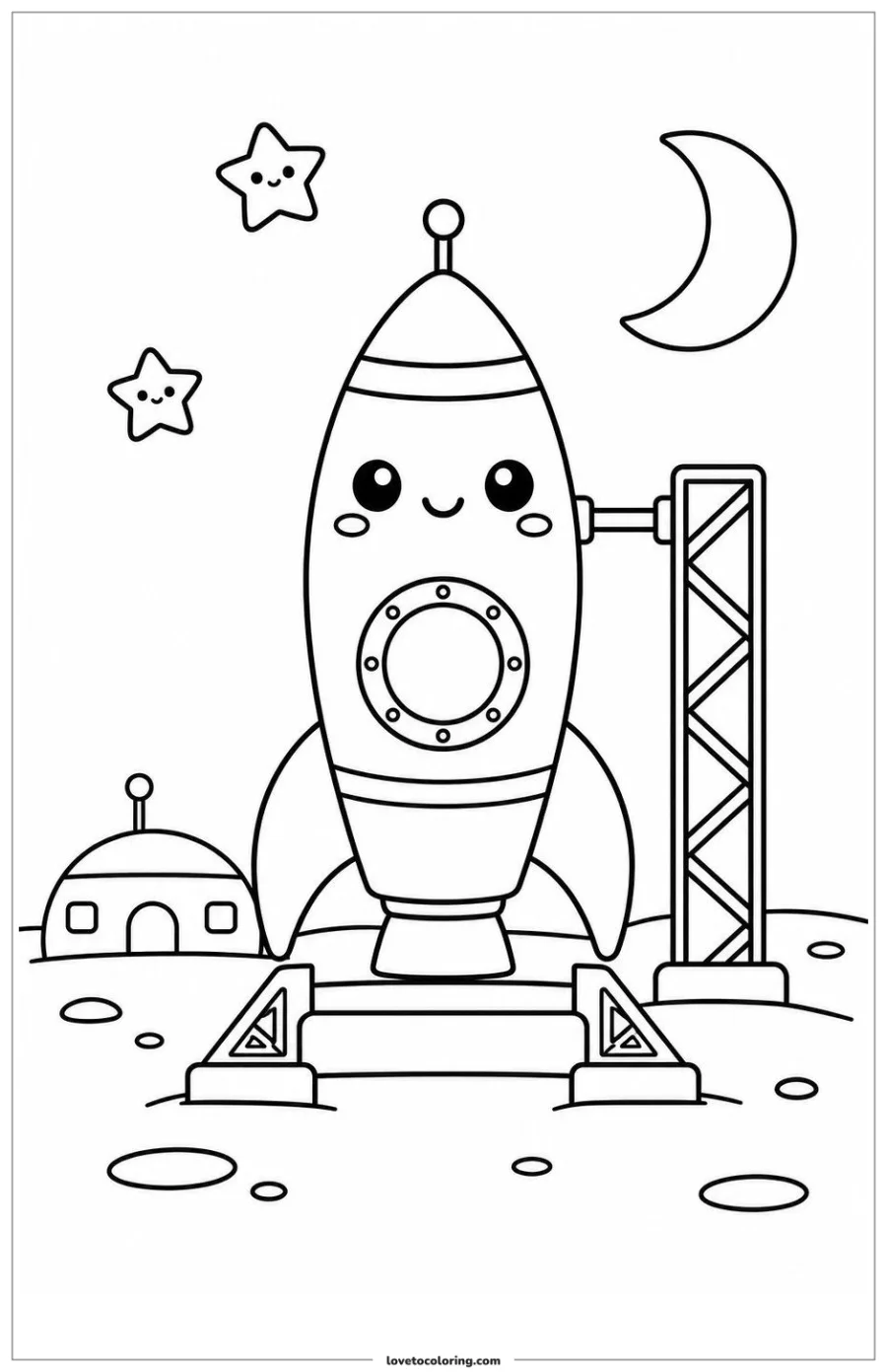 Dibujo para colorear de rocket on a moon base