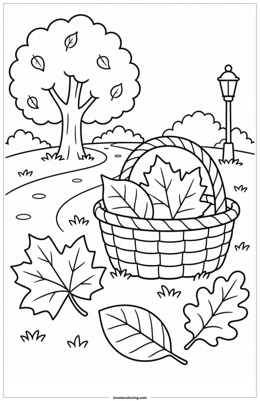 Dibujo para colorear de autumn leaves basket