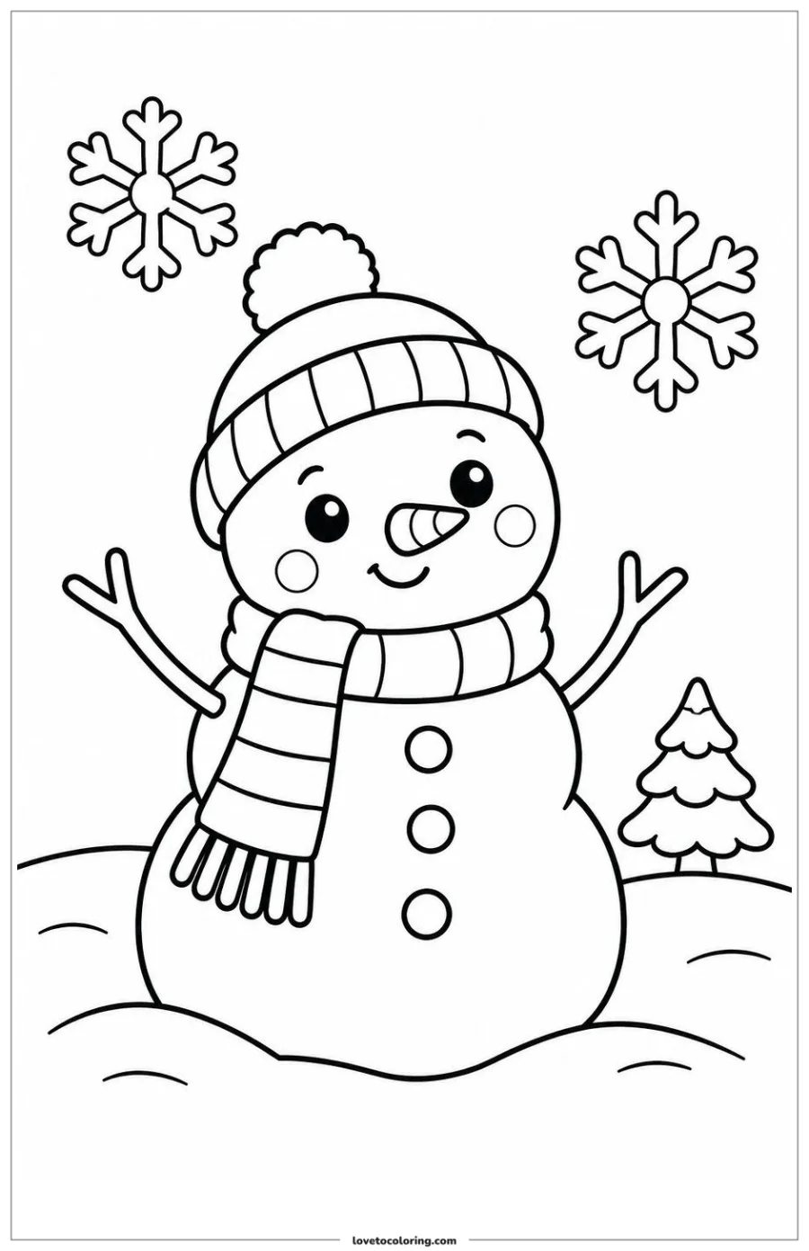 Dibujo para colorear de snowman with a warm scarf