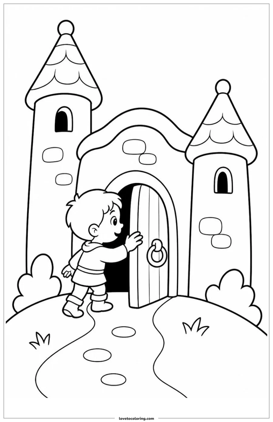 Dibujo para colorear de opening a tiny castle door