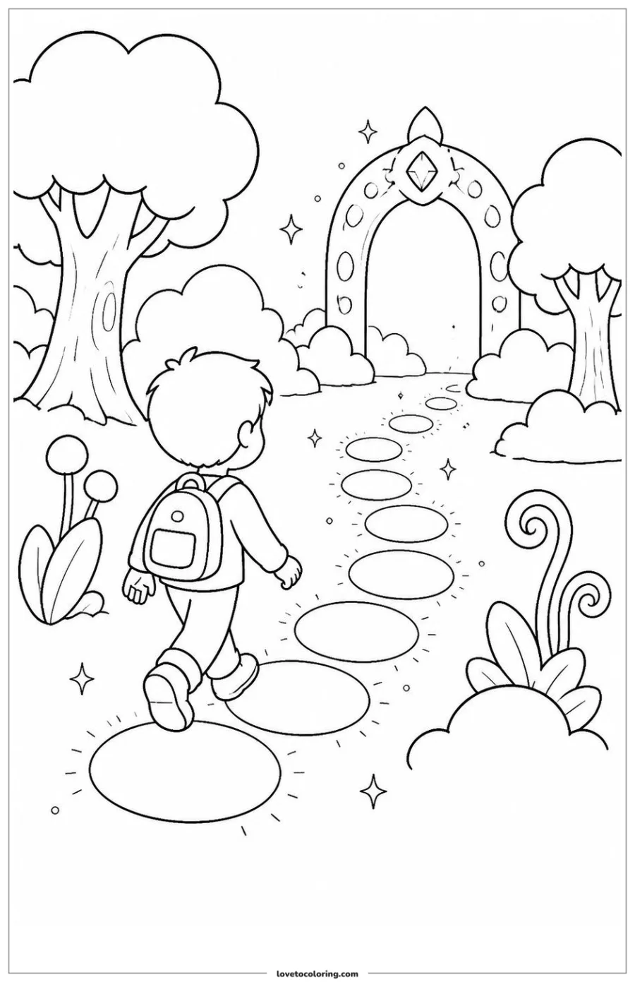 Dibujo para colorear de following a pebble path