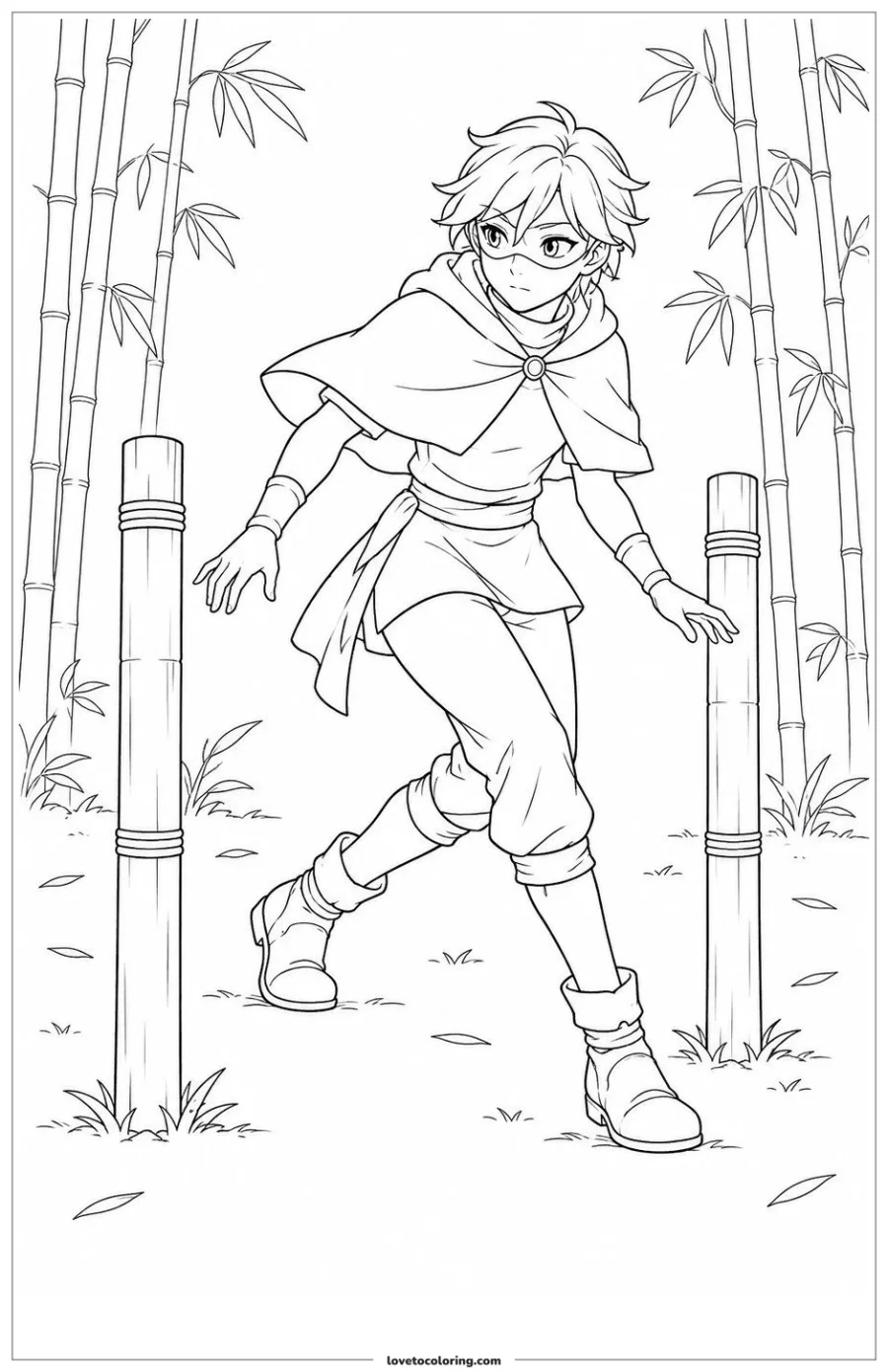 Dibujo para colorear de scout in the bamboo grove