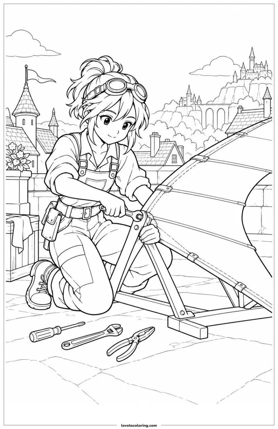 Dibujo para colorear de rooftop glider mechanic