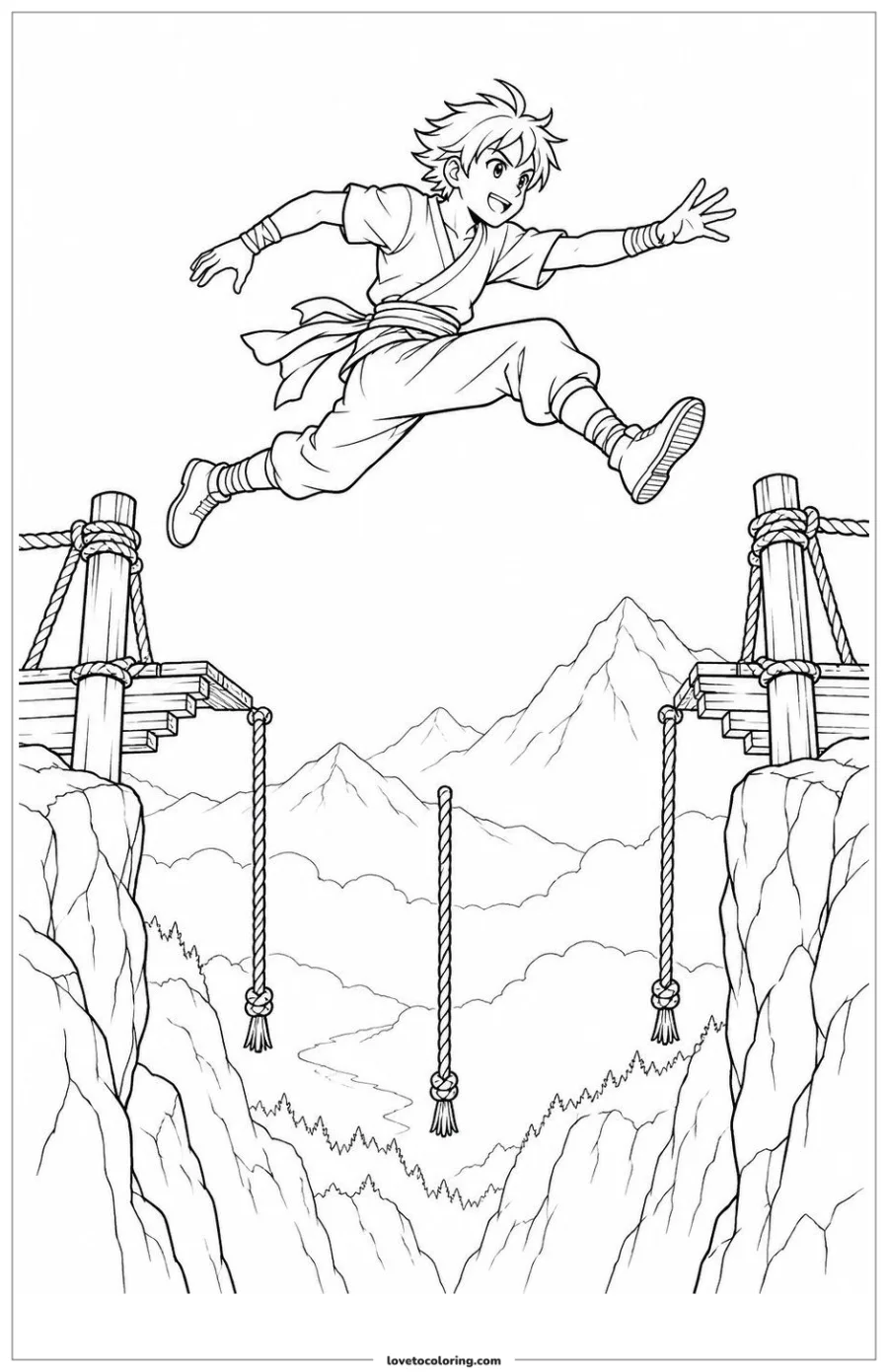 Dibujo para colorear de rope bridge training leap
