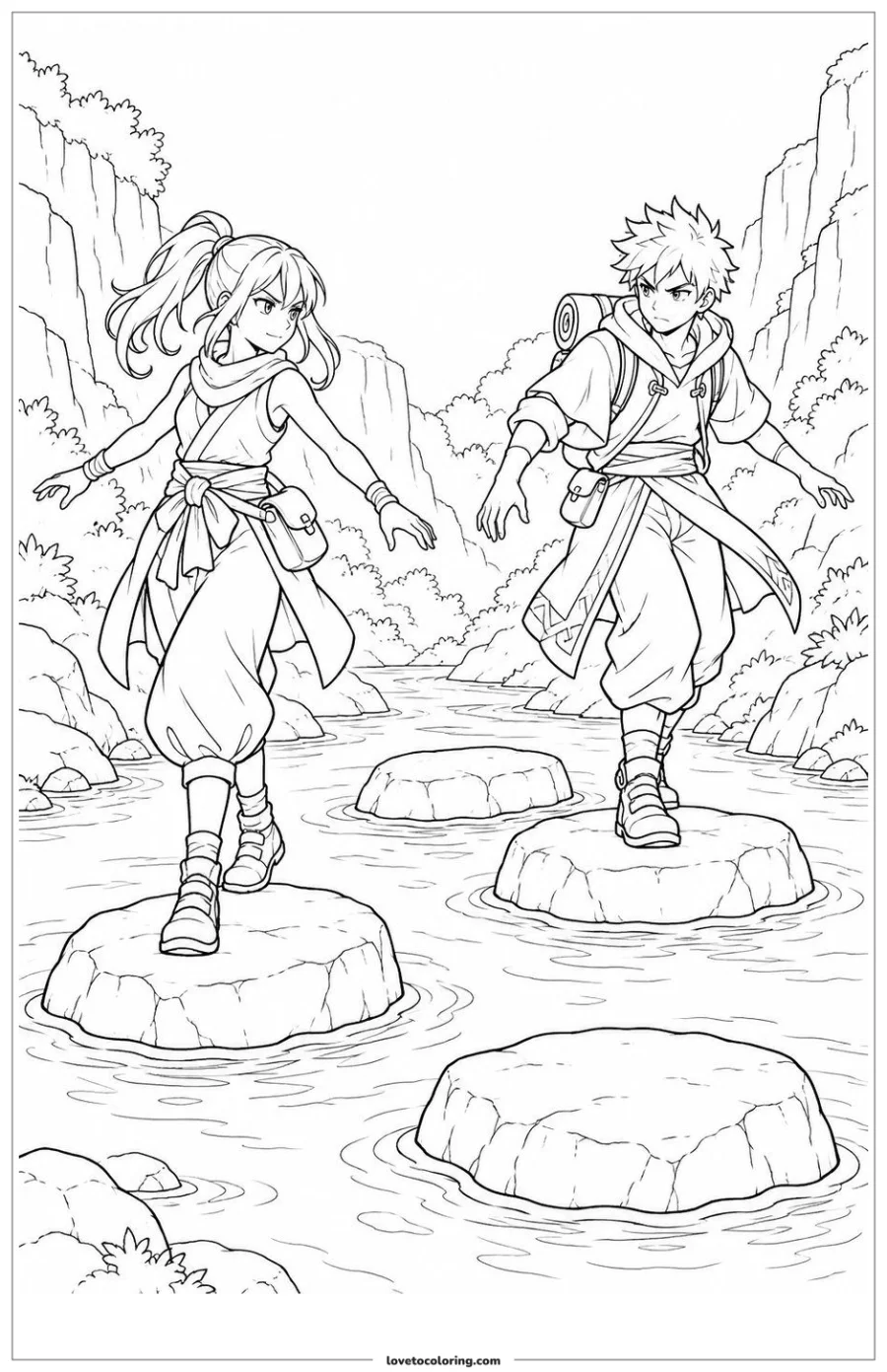 Dibujo para colorear de rivals on the stepping stones