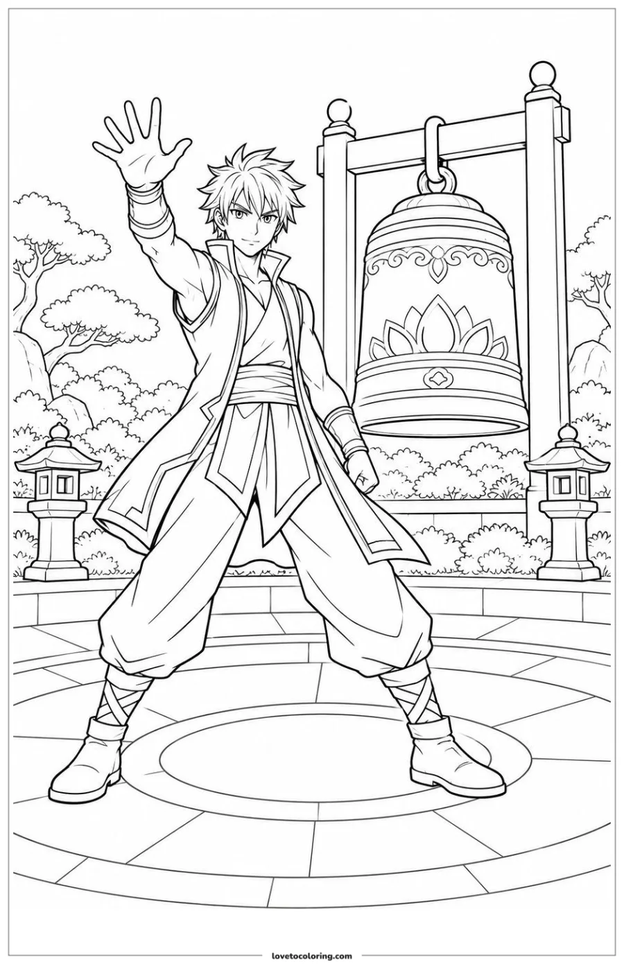 Dibujo para colorear de arena bell stance