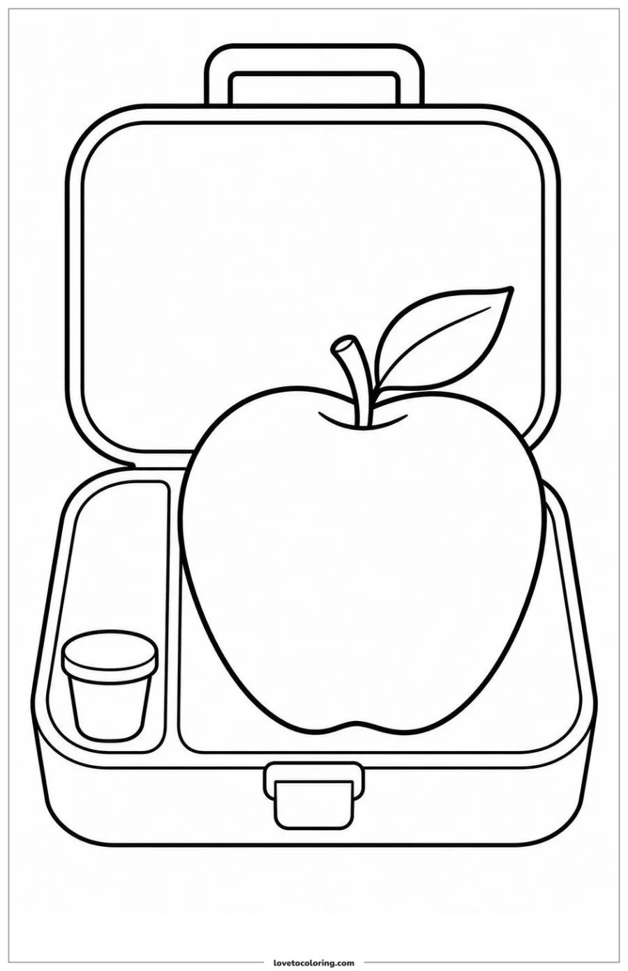 Dibujo para colorear de manzana en una merienda sencilla