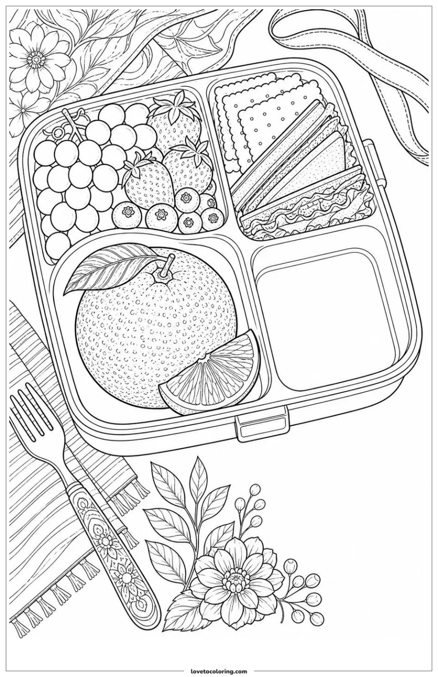 Dibujo para colorear de orange the focal item in a simple lunch