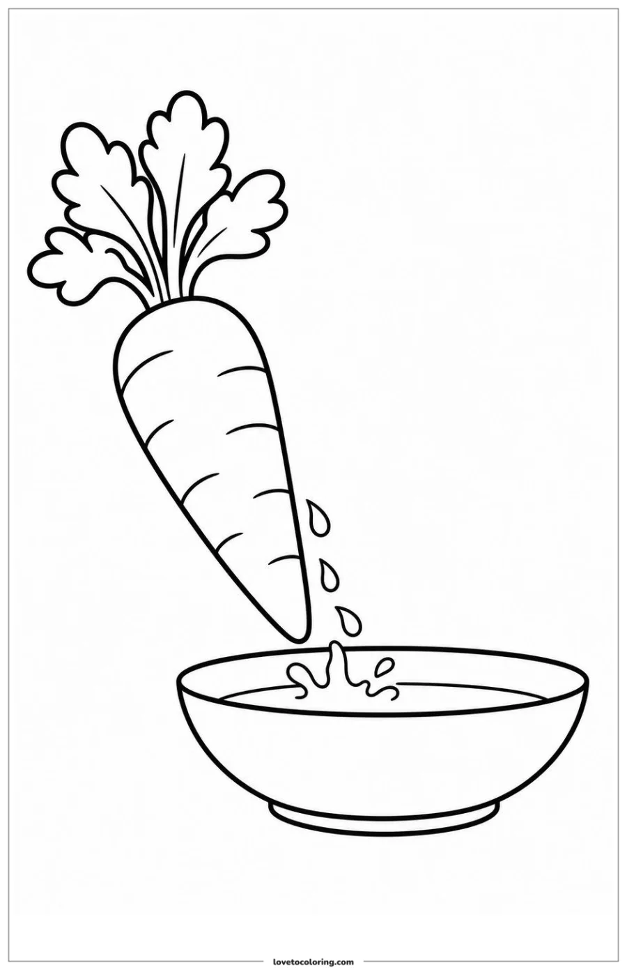 Dibujo para colorear de carrot washed beside a shallow bowl