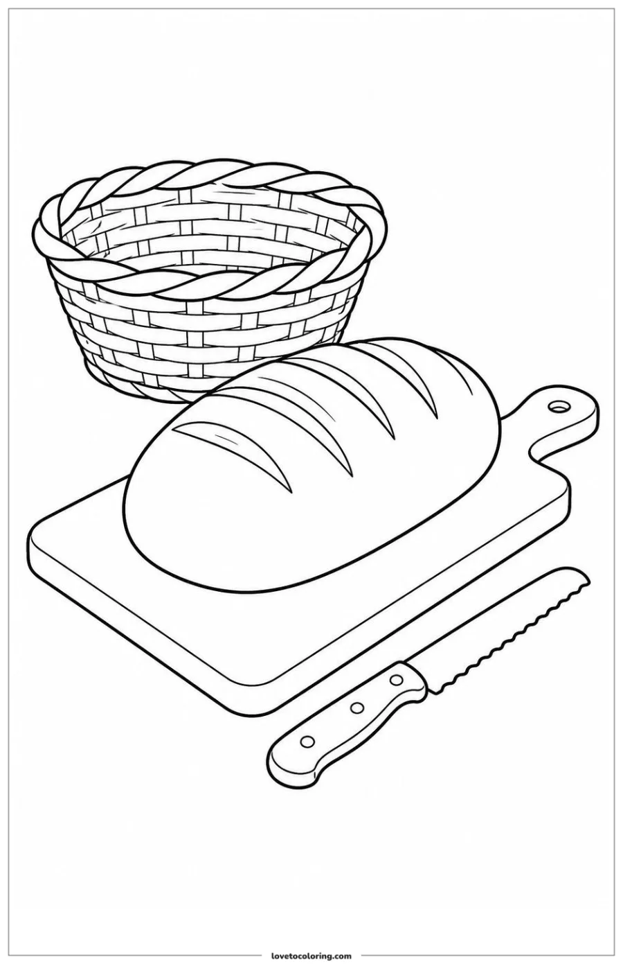 Dibujo para colorear de bread loaf resting on a cutting board