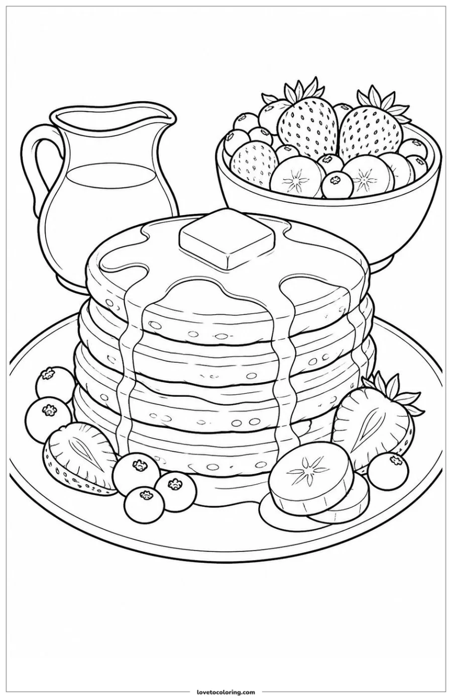 Dibujo para colorear de pancake breakfast still life