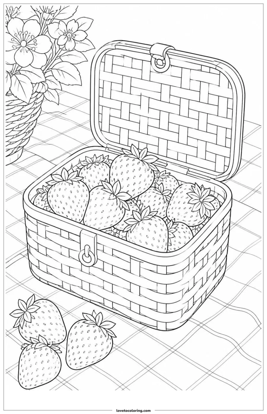 Dibujo para colorear de strawberry packed into a picnic container