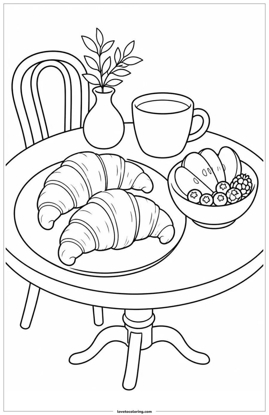 Dibujo para colorear de croissant breakfast