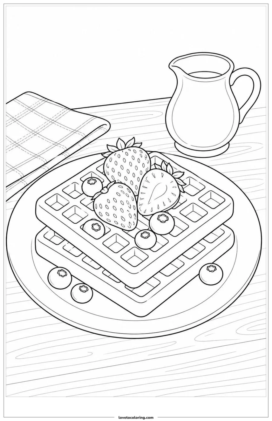 Dibujo para colorear de waffles and berries breakfast