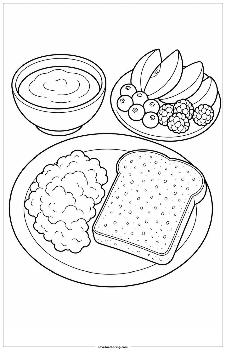 Dibujo para colorear de healthy breakfast plate