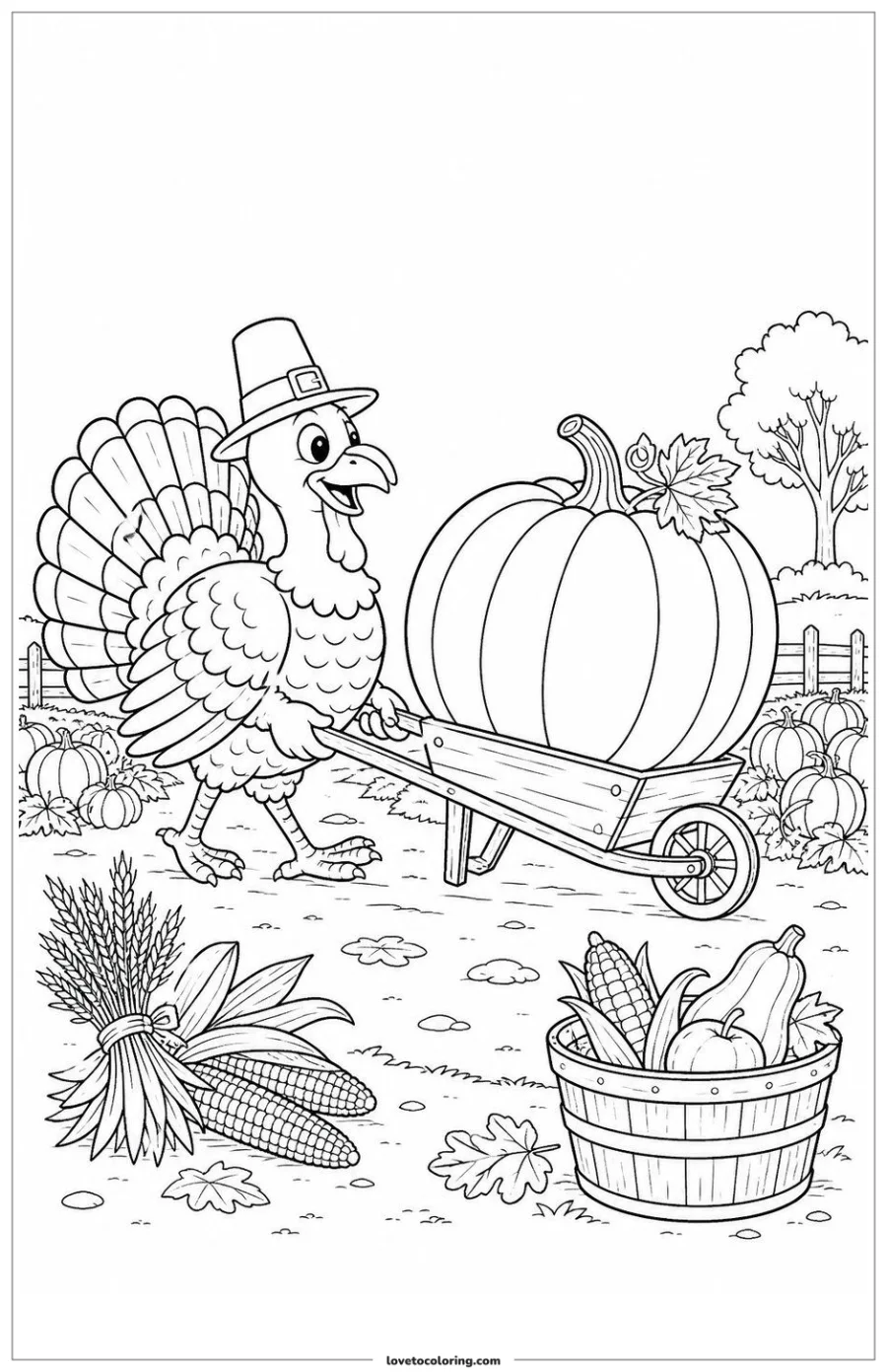 Dibujo para colorear de thanksgiving turkey leading a friendly seasonal activity