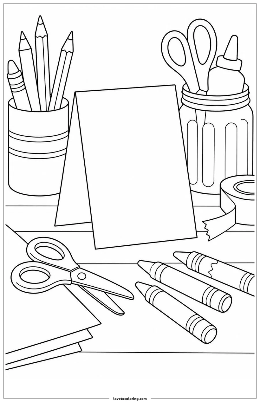 Dibujo para colorear de father's day card waiting beside crayons or pencils
