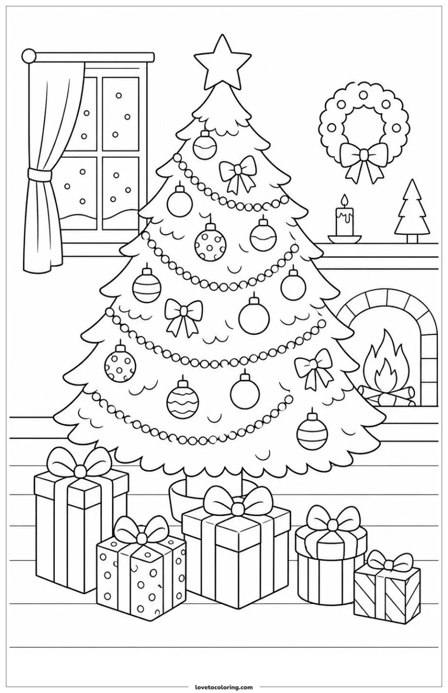 Dibujo para colorear de christmas tree with presents